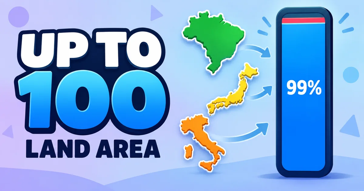 Up to 100 | Additionnez des pays par superficie sans dépasser 100 %